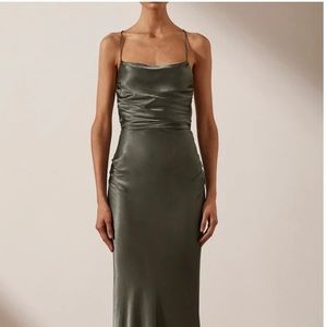 Shona Joy La Lune Lace Back Maxi Dress - OLIVE NWT
